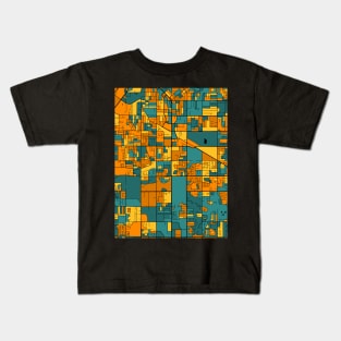 Surrey Map Pattern in Orange & Teal Kids T-Shirt